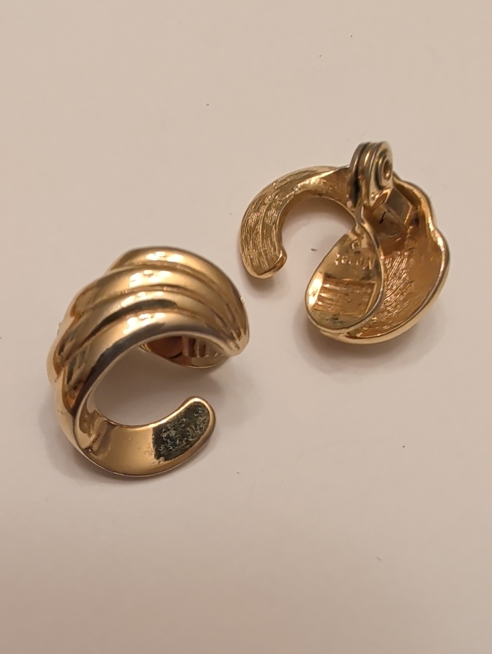 Monet Gold Tone Sculpted Clip-On Hoop Earrings